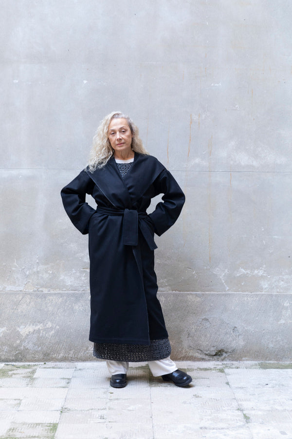 Recycled Wool Long Overcoat