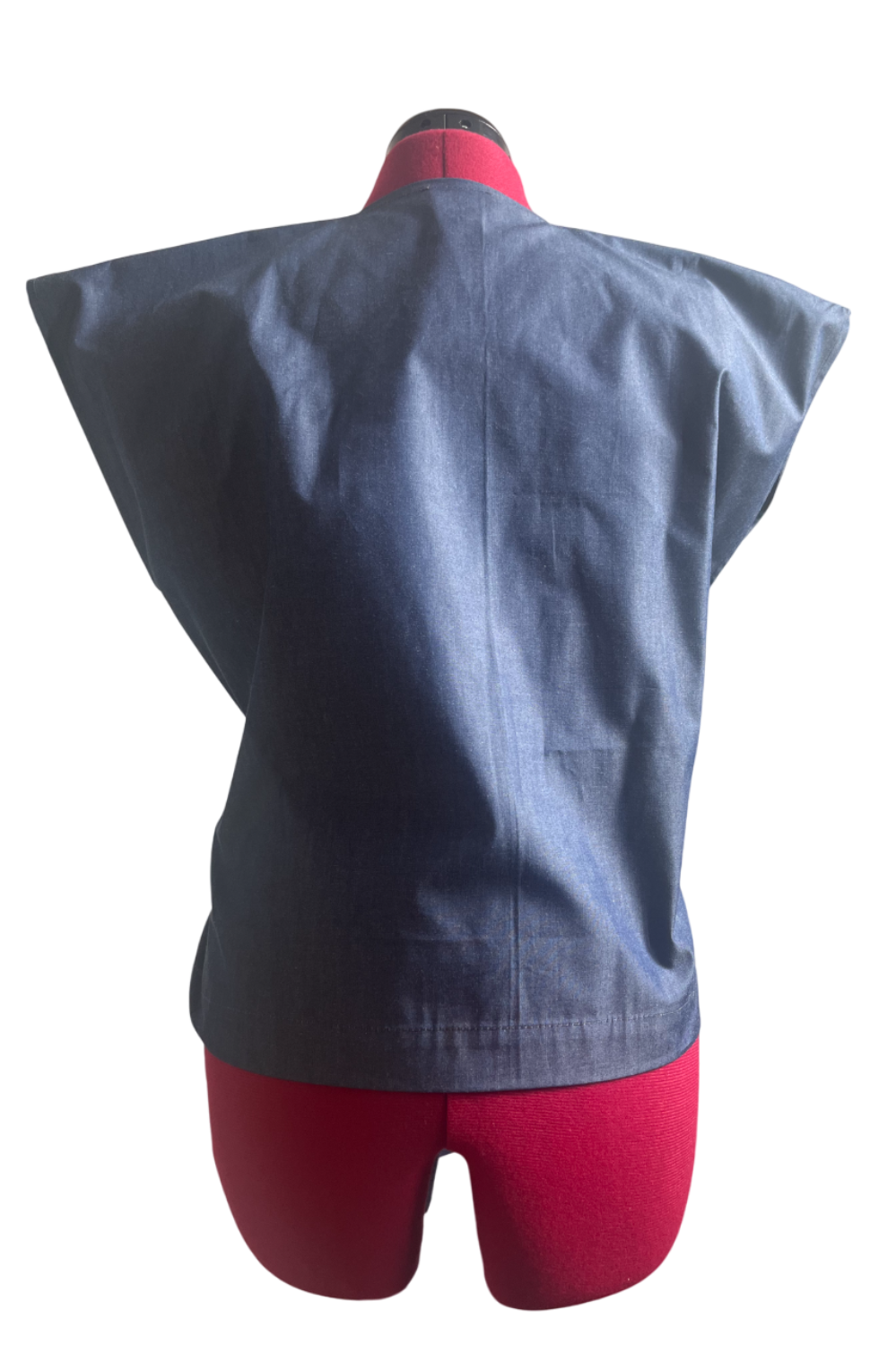 No sleeves denim kimono top