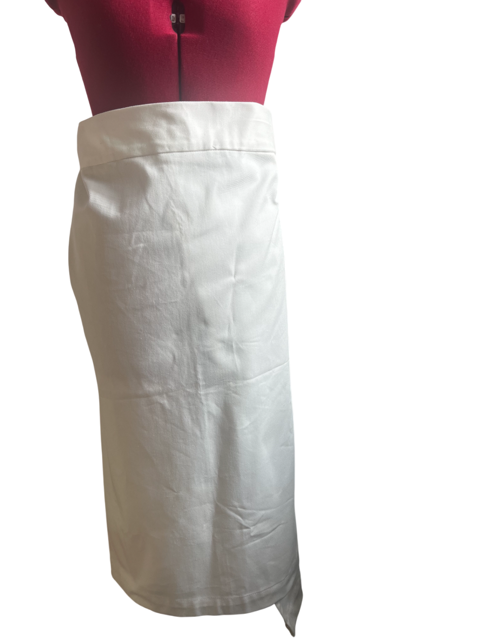 End of roll White Cotton Denim Wrap Midi Skirt