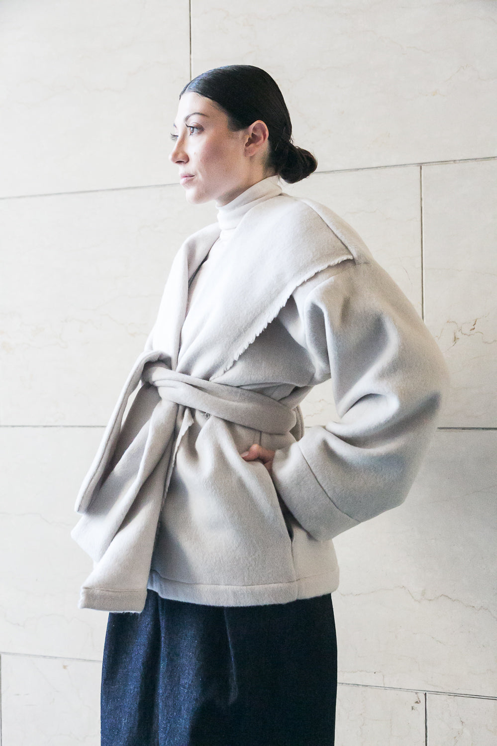 Zerobarracento Chiara recycled white wool jacket