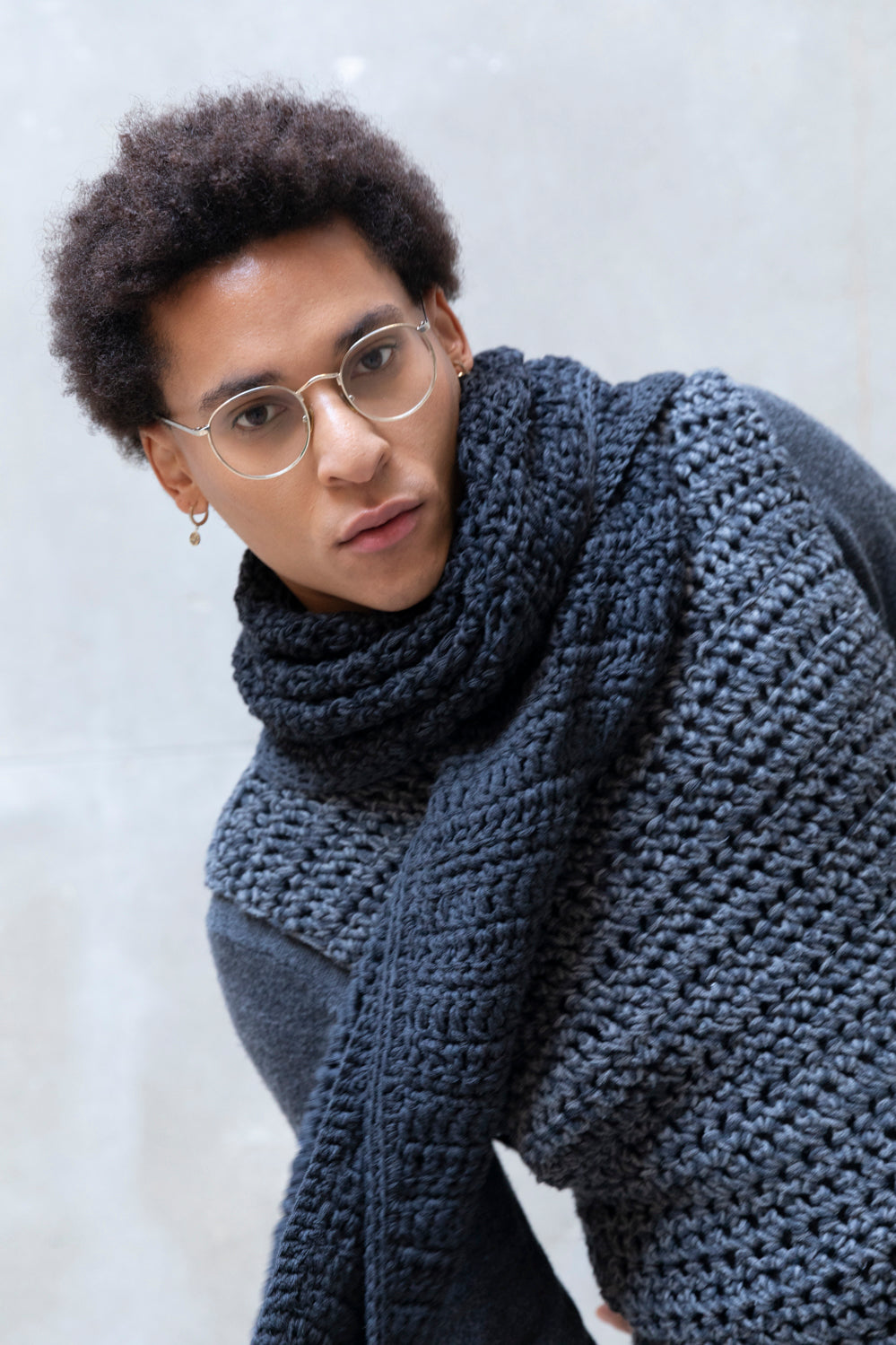 Zerobarracento Hand-knitted wool scarf