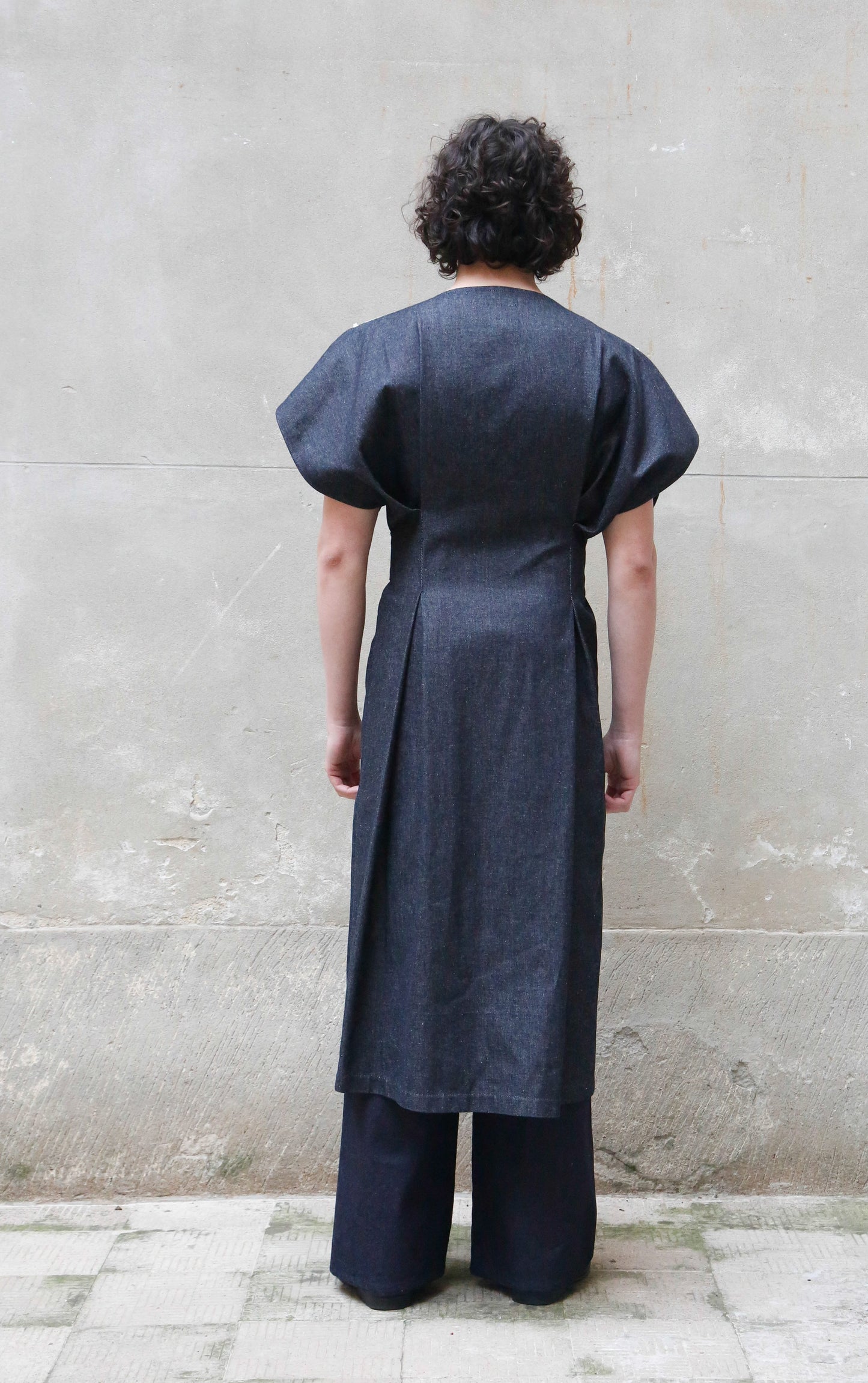 Sculptural Kimono Denim in Recycled Cotton