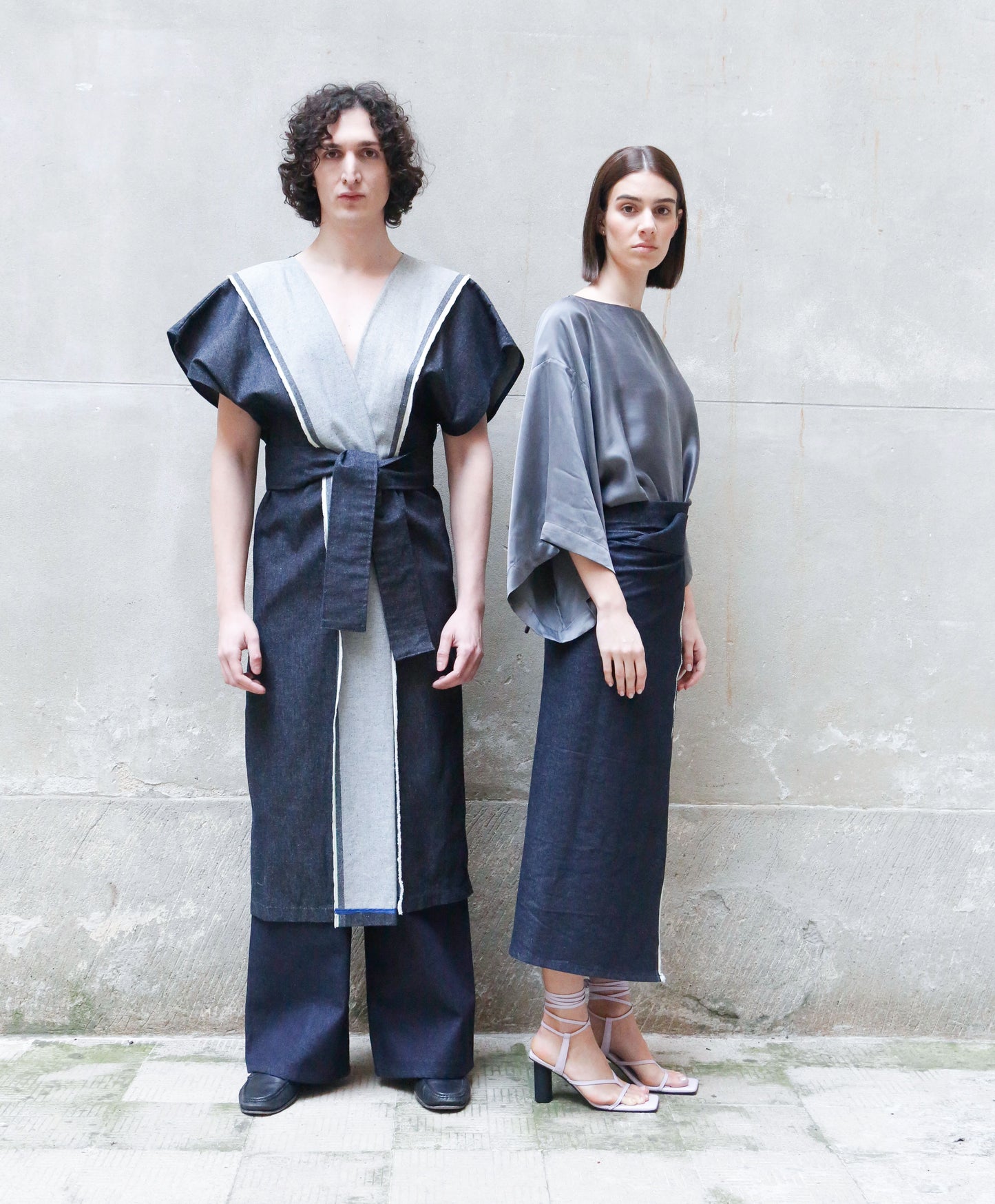 Sculptural Kimono Denim in Recycled Cotton