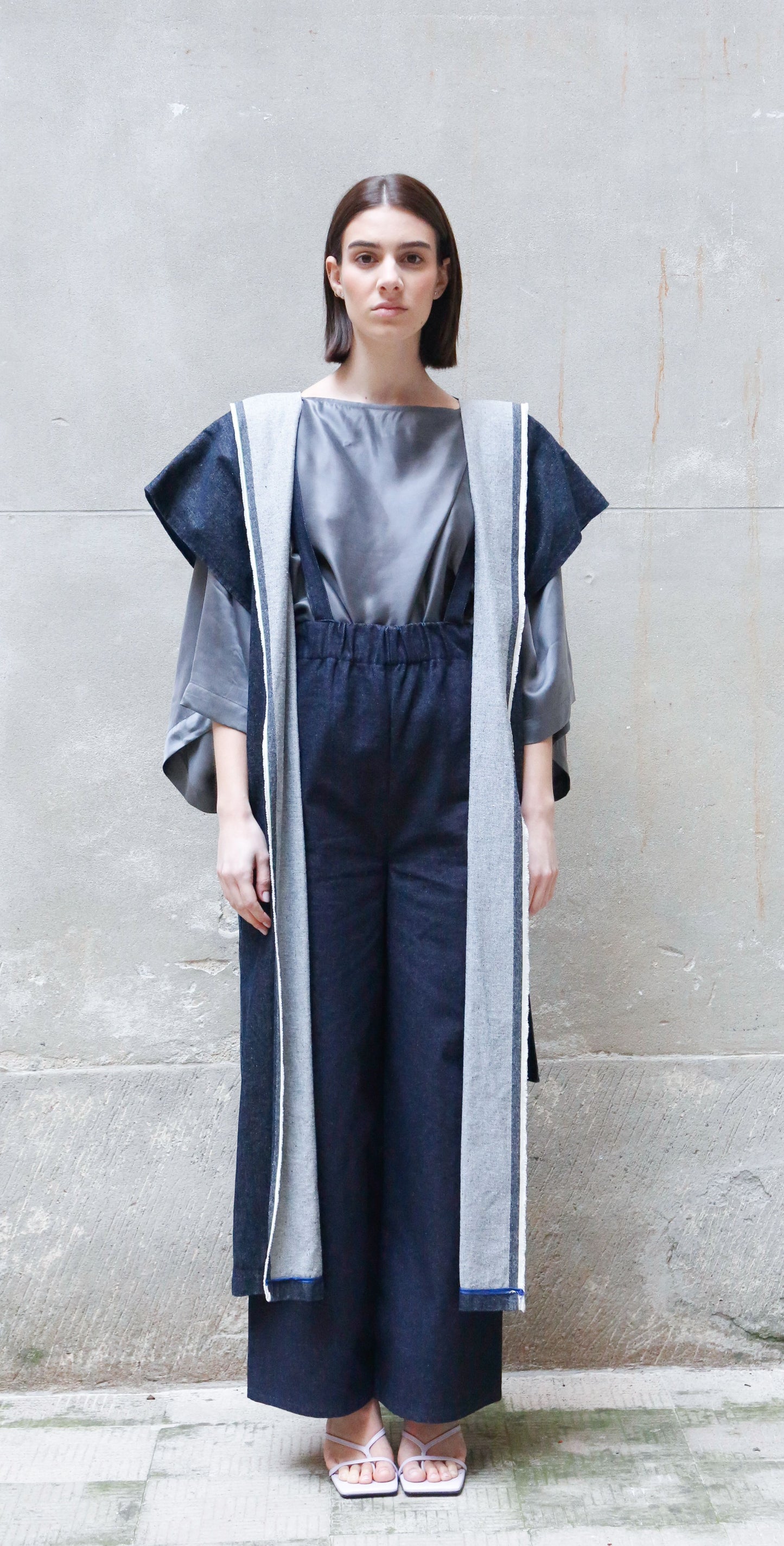 Sculptural Kimono Denim in Recycled Cotton