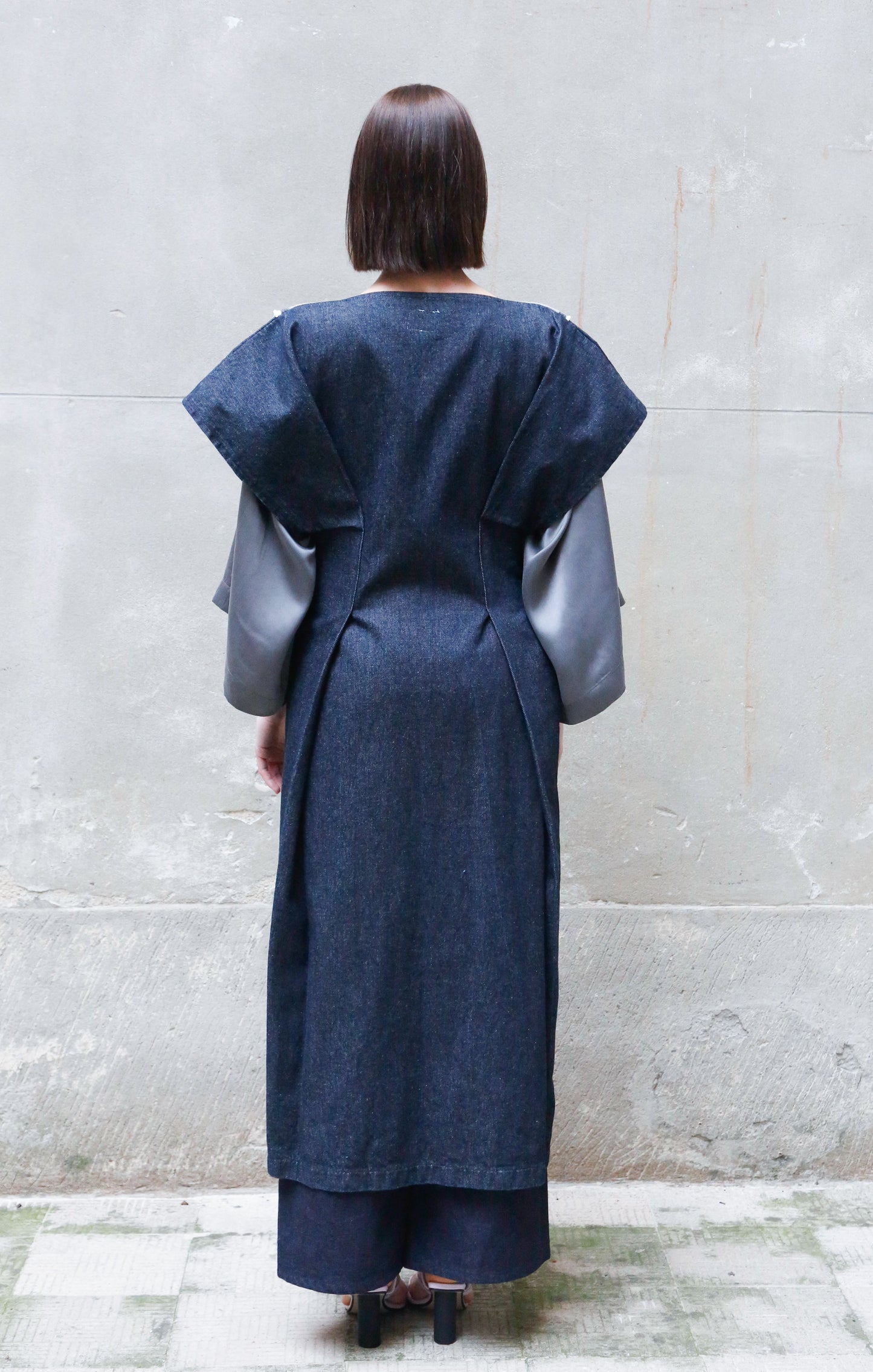 Sculptural Kimono Denim in Recycled Cotton