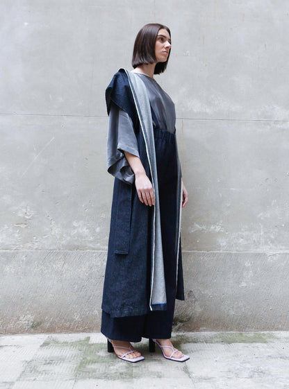 Sculptural Kimono Denim in Recycled Cotton