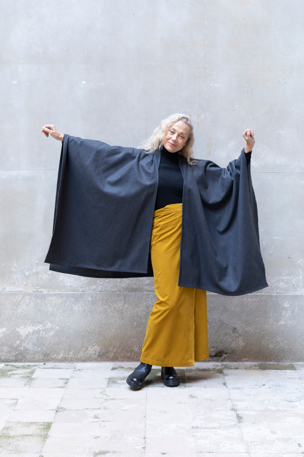 Recycled Wool Midi Cape