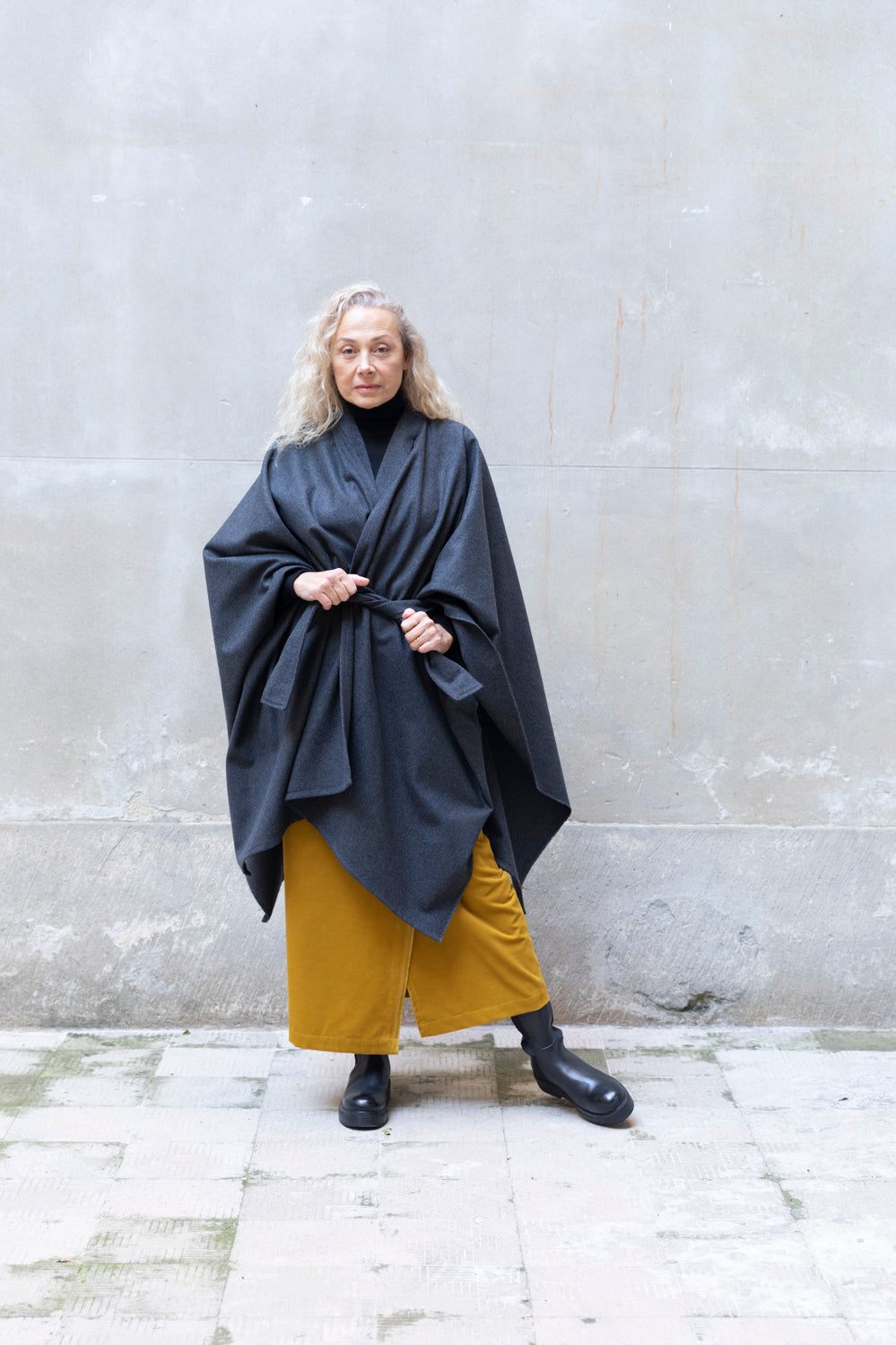 Recycled Wool Midi Cape