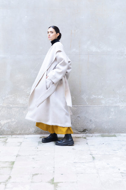 Recycled Wool Long Overcoat