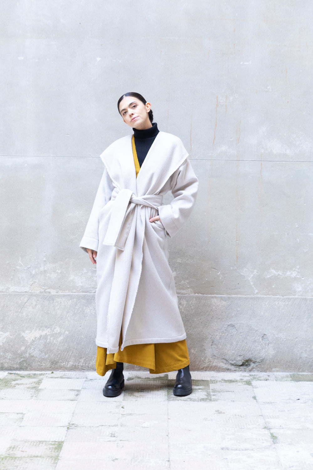 Recycled Wool Long Overcoat