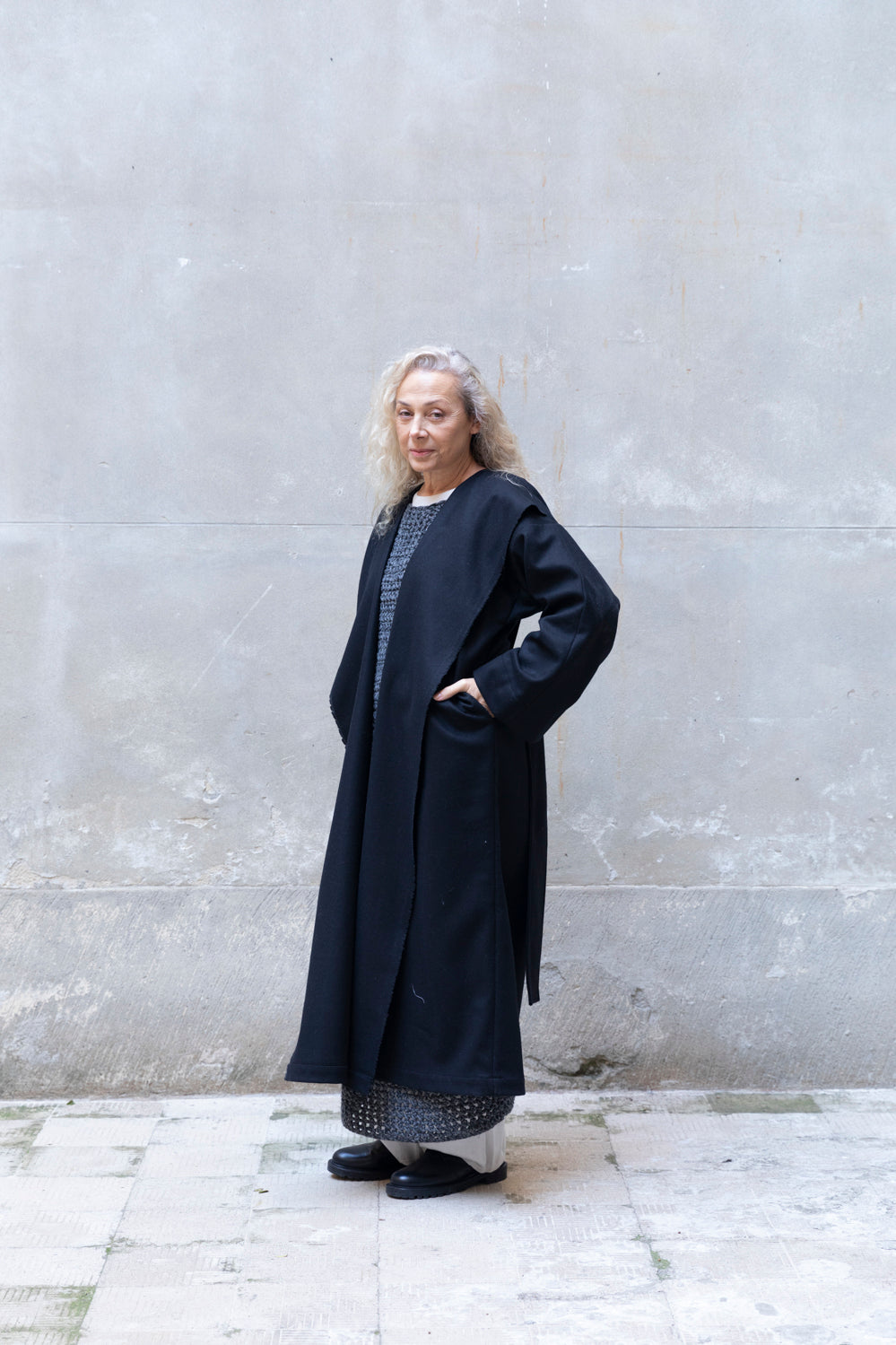 Recycled Wool Long Overcoat