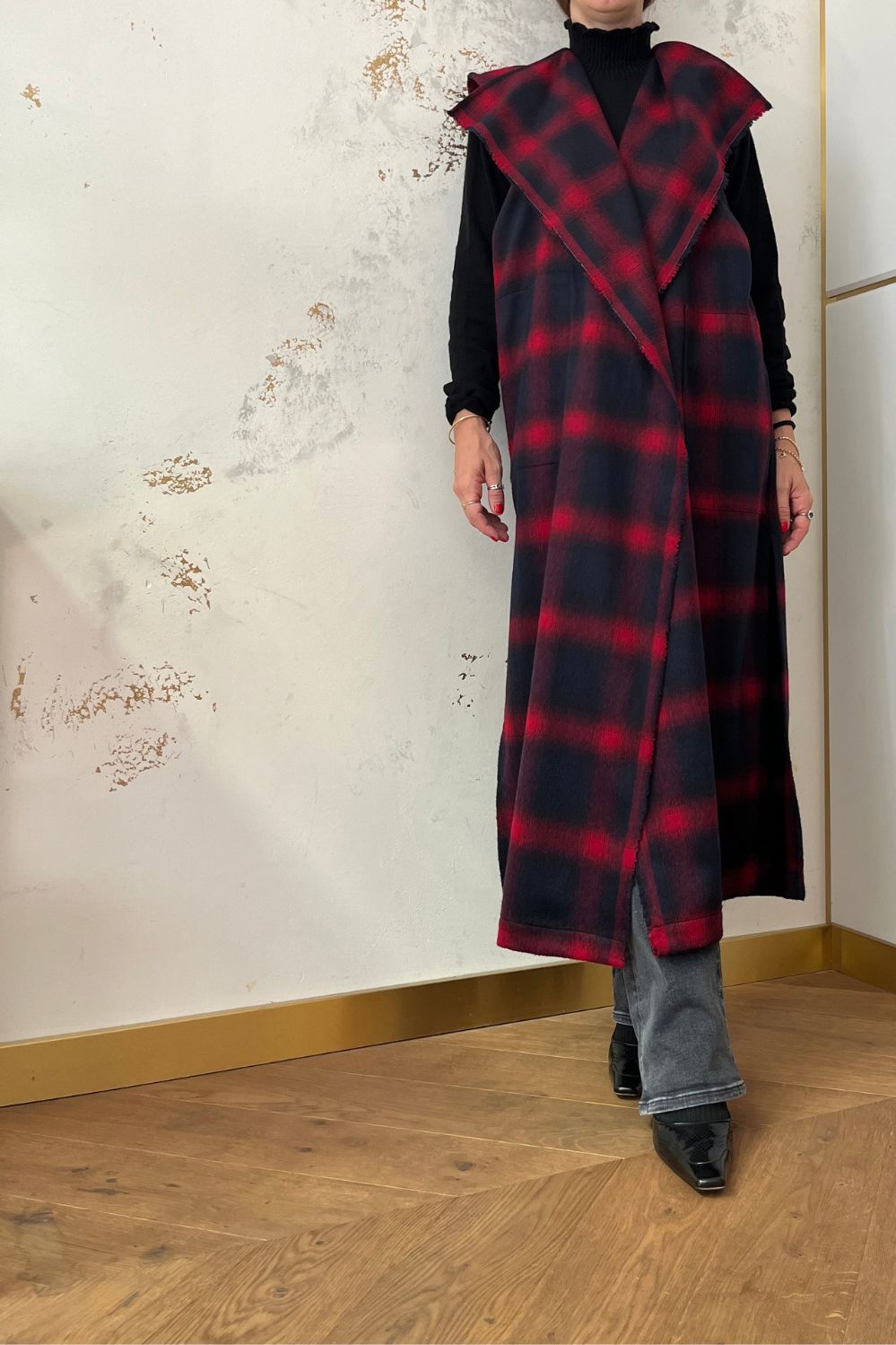Gilet lungo in lana riciclata