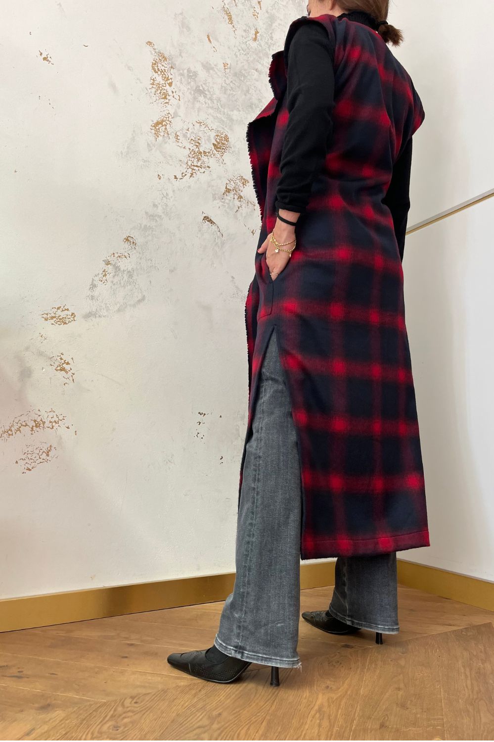Gilet lungo in lana riciclata