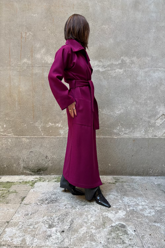 Burgundy recycled wool coat