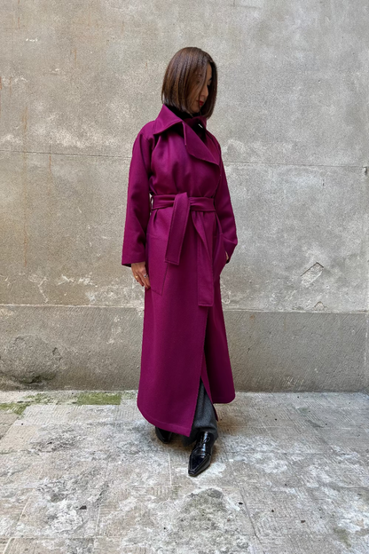 Burgundy recycled wool coat