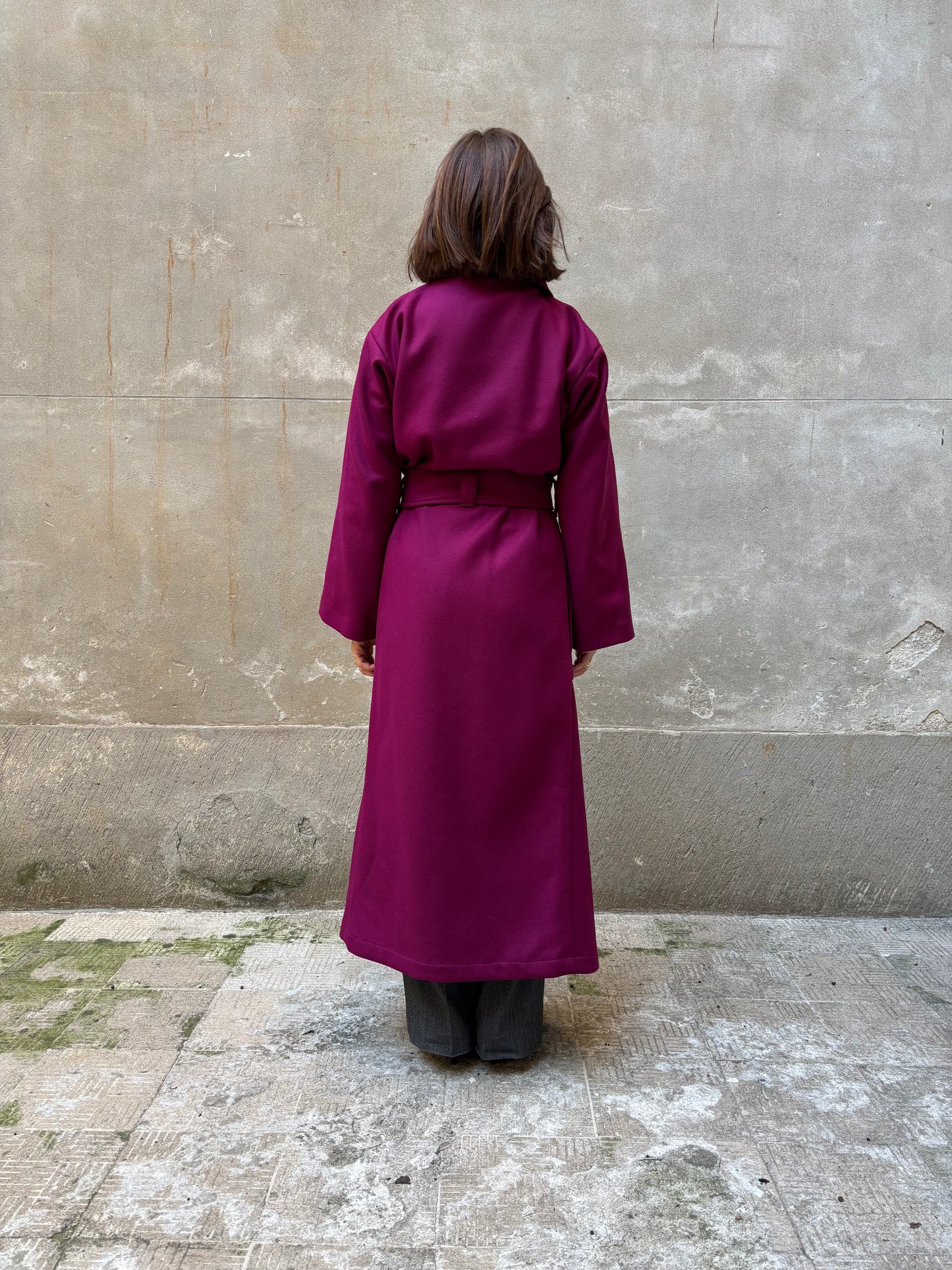 Burgundy recycled wool coat