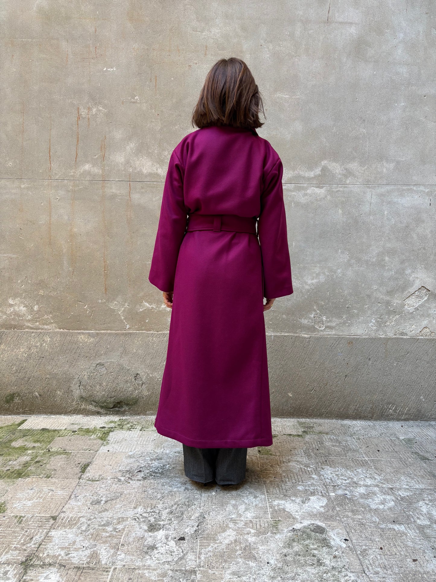 Burgundy recycled wool coat
