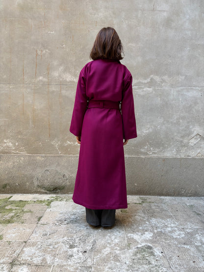 Burgundy recycled wool coat