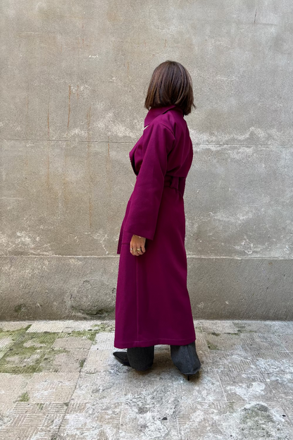 Burgundy recycled wool coat