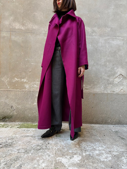 Burgundy recycled wool coat