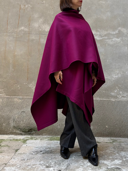 Burgundy recycled wool cape