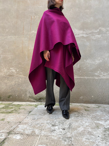 Burgundy recycled wool cape
