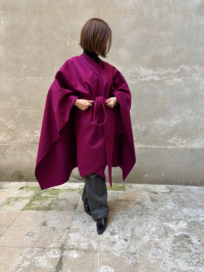 Burgundy recycled wool cape