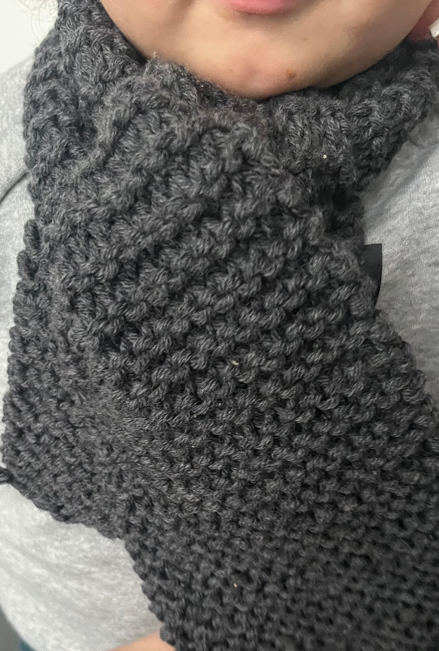 Hand-knitted wool scarf for baby