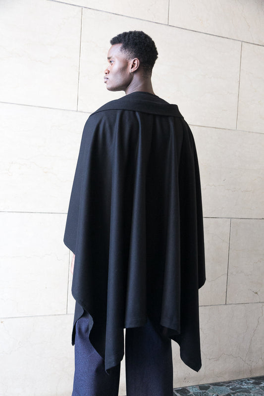 Midi recycled wool cape