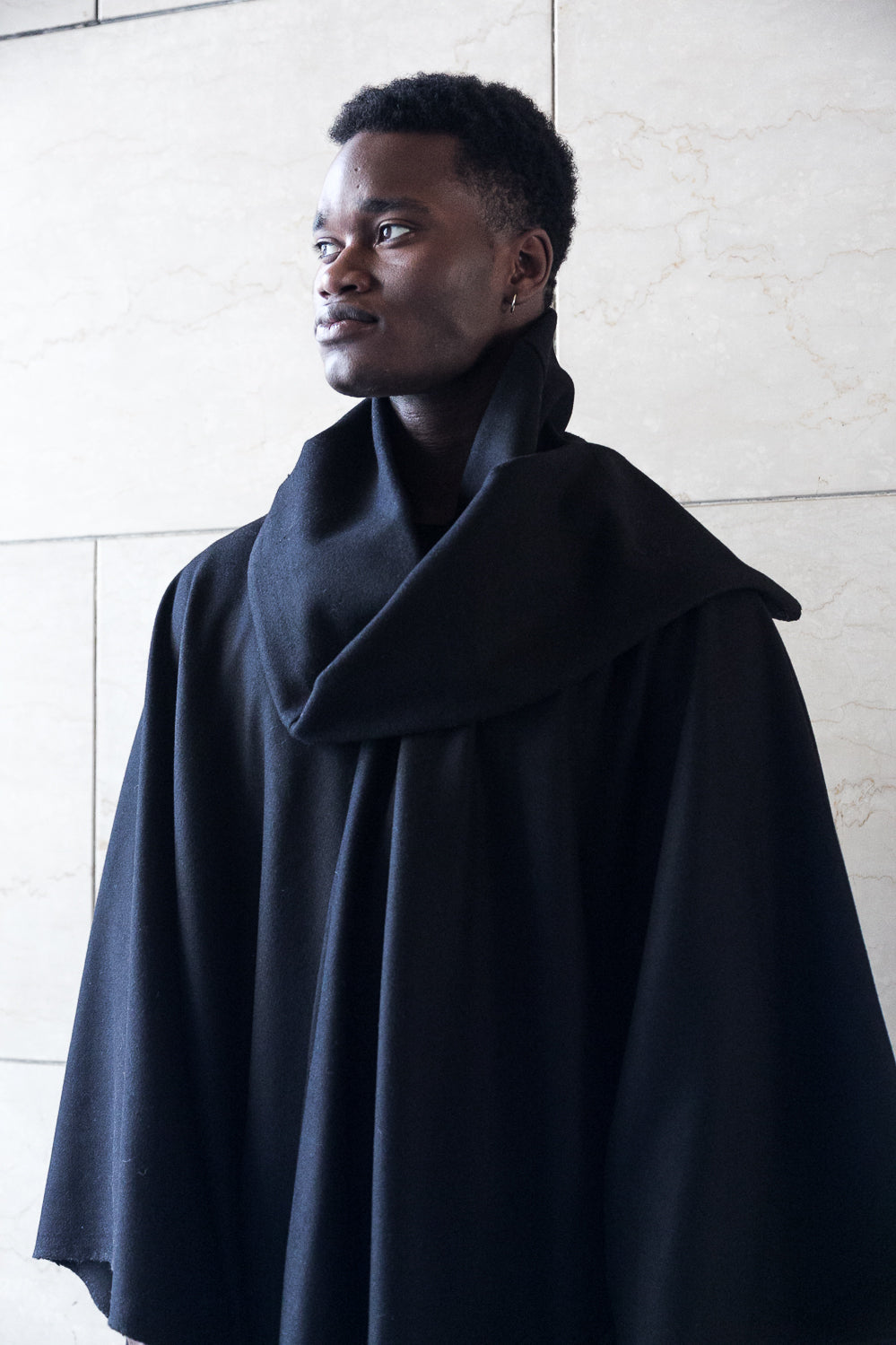 Midi recycled wool cape