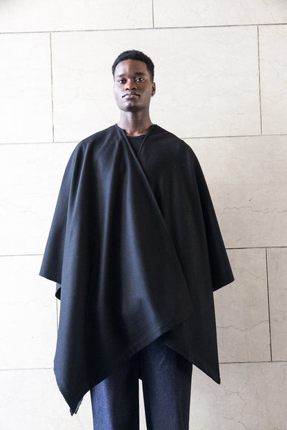 Midi recycled wool cape