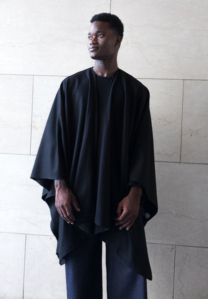 Midi recycled wool cape