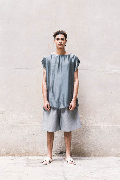 TOME Sleeveless T-Shirt 100% BEMBERG Gray/Cyclamen/Powder Pink