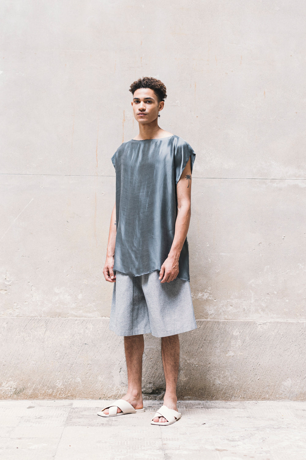 TOME Sleeveless T-Shirt 100% BEMBERG Gray/Cyclamen/Powder Pink