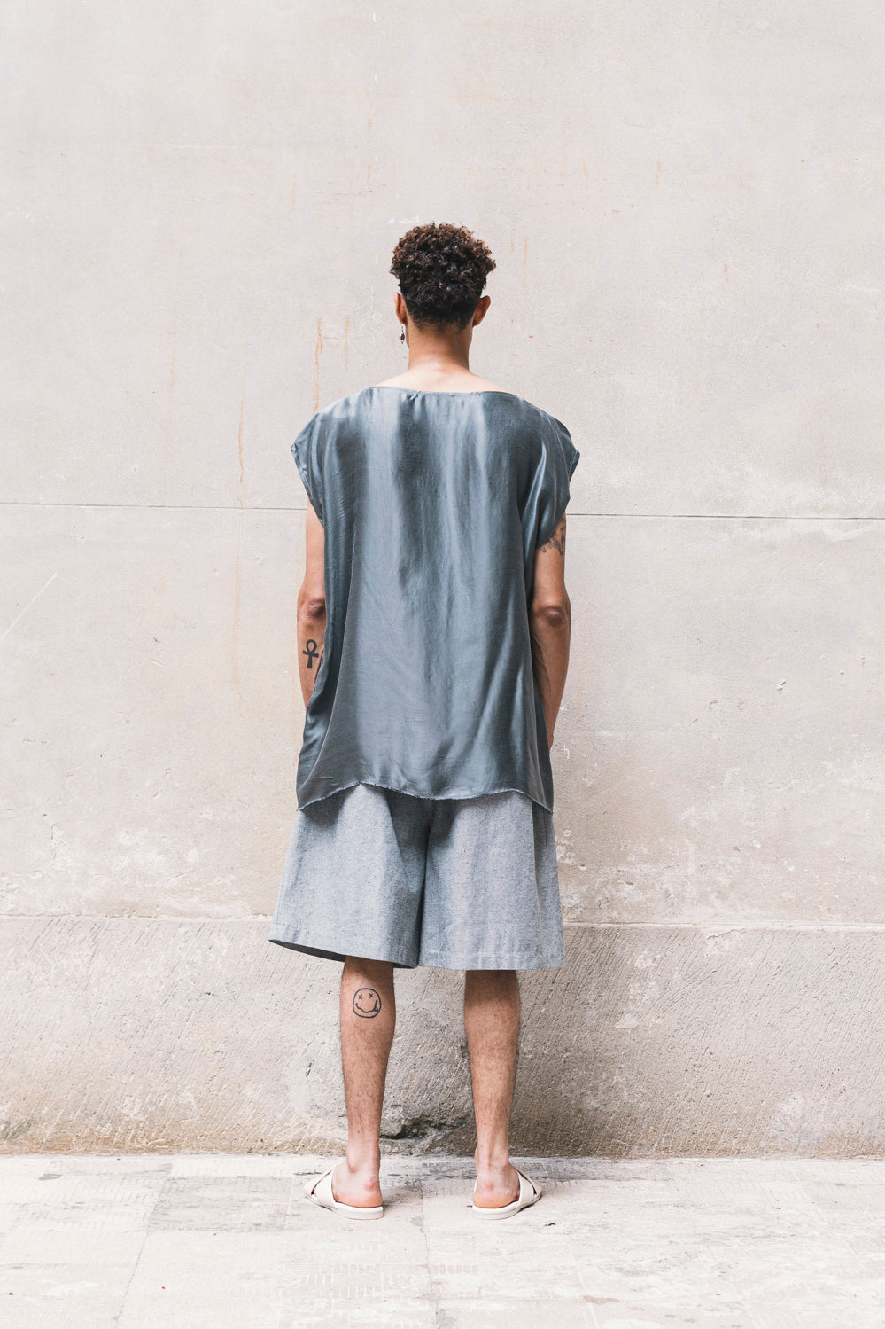 TOME Sleeveless T-Shirt 100% BEMBERG Gray/Cyclamen/Powder Pink