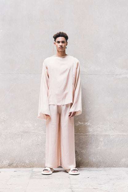 Long Wide Pants 100% BEMBERG Cyclamen/Powder Pink