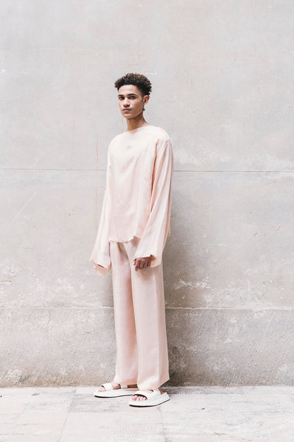 Long Wide Pants 100% BEMBERG Cyclamen/Powder Pink