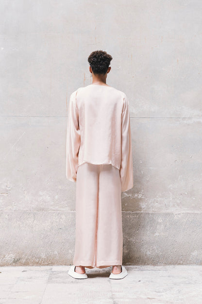 Long Wide Pants 100% BEMBERG Cyclamen/Powder Pink