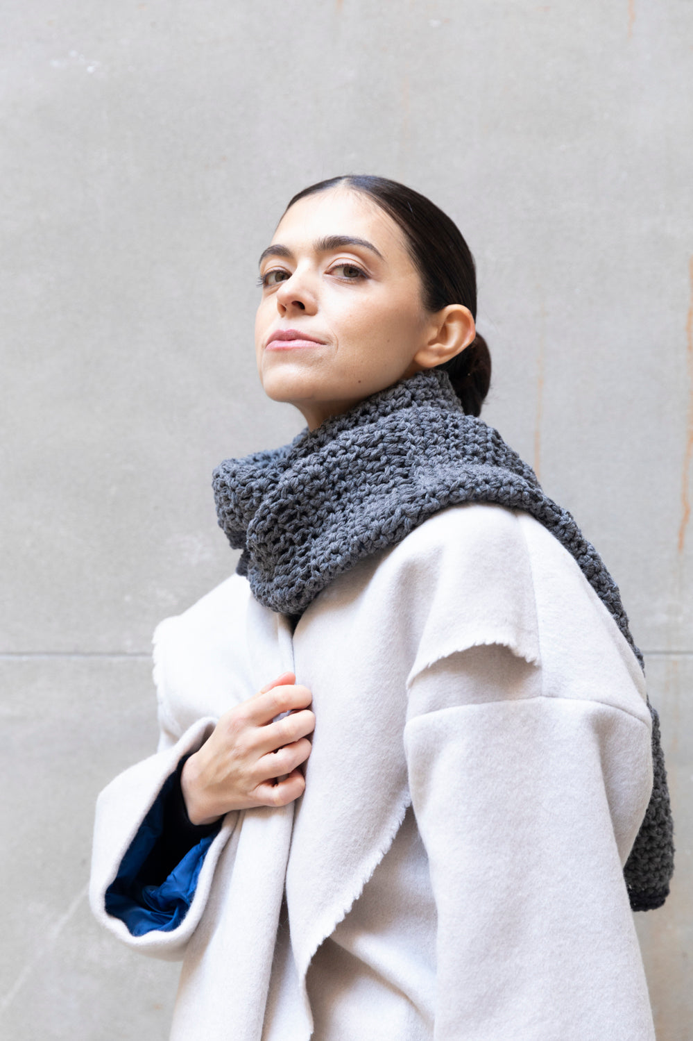 Hand-knitted wool scarf