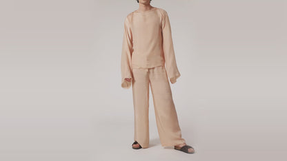 Long Wide Pants 100% BEMBERG Cyclamen/Powder Pink