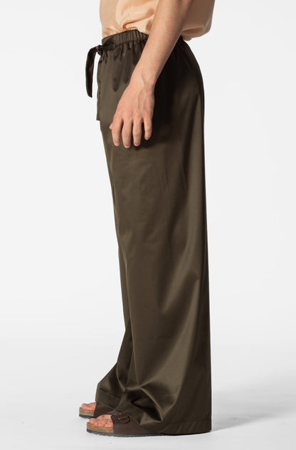 Recycled polyester Wide Pants - Black/Olive/Ocra Newlife