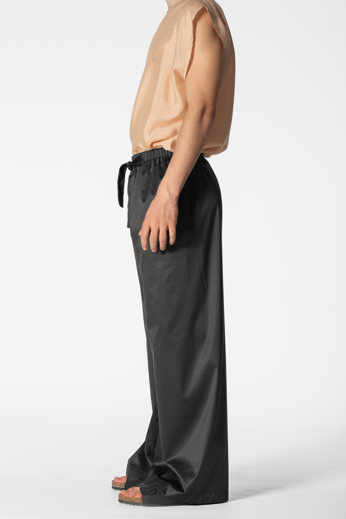 Recycled polyester Wide Pants - Black/Olive/Ocra Newlife