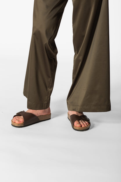 Recycled polyester Wide Pants - Black/Olive/Ocra Newlife